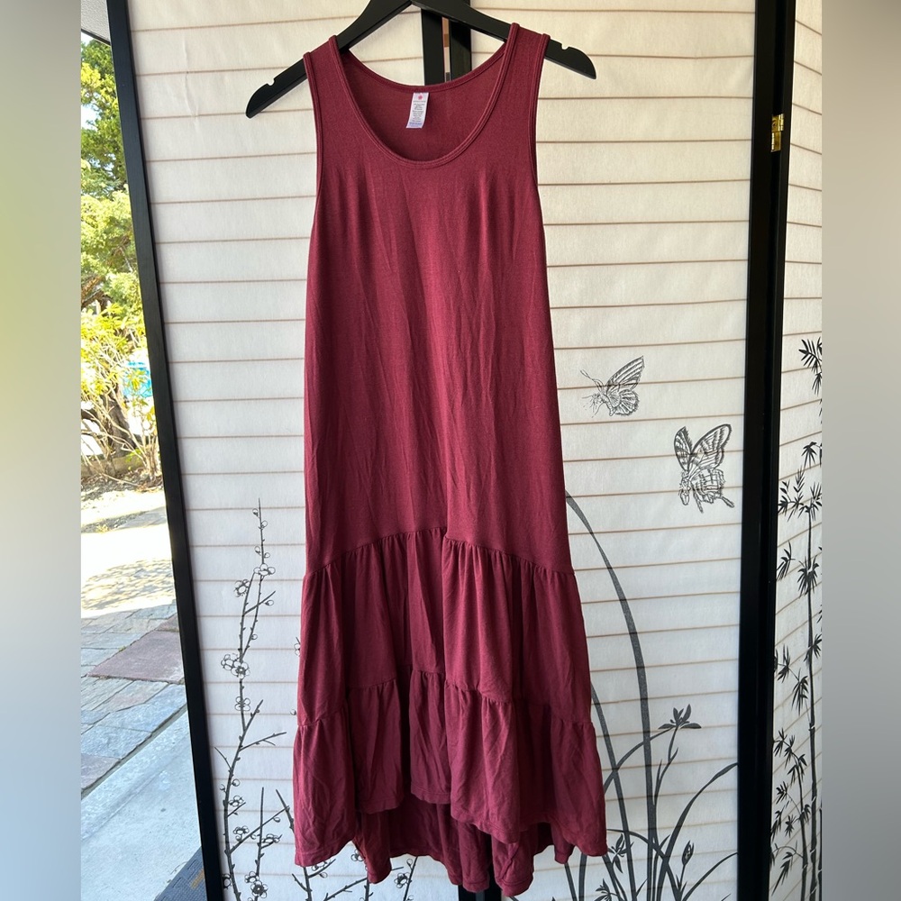 KIRAGRACE Red Ruffled Tiered Maxi Sundress